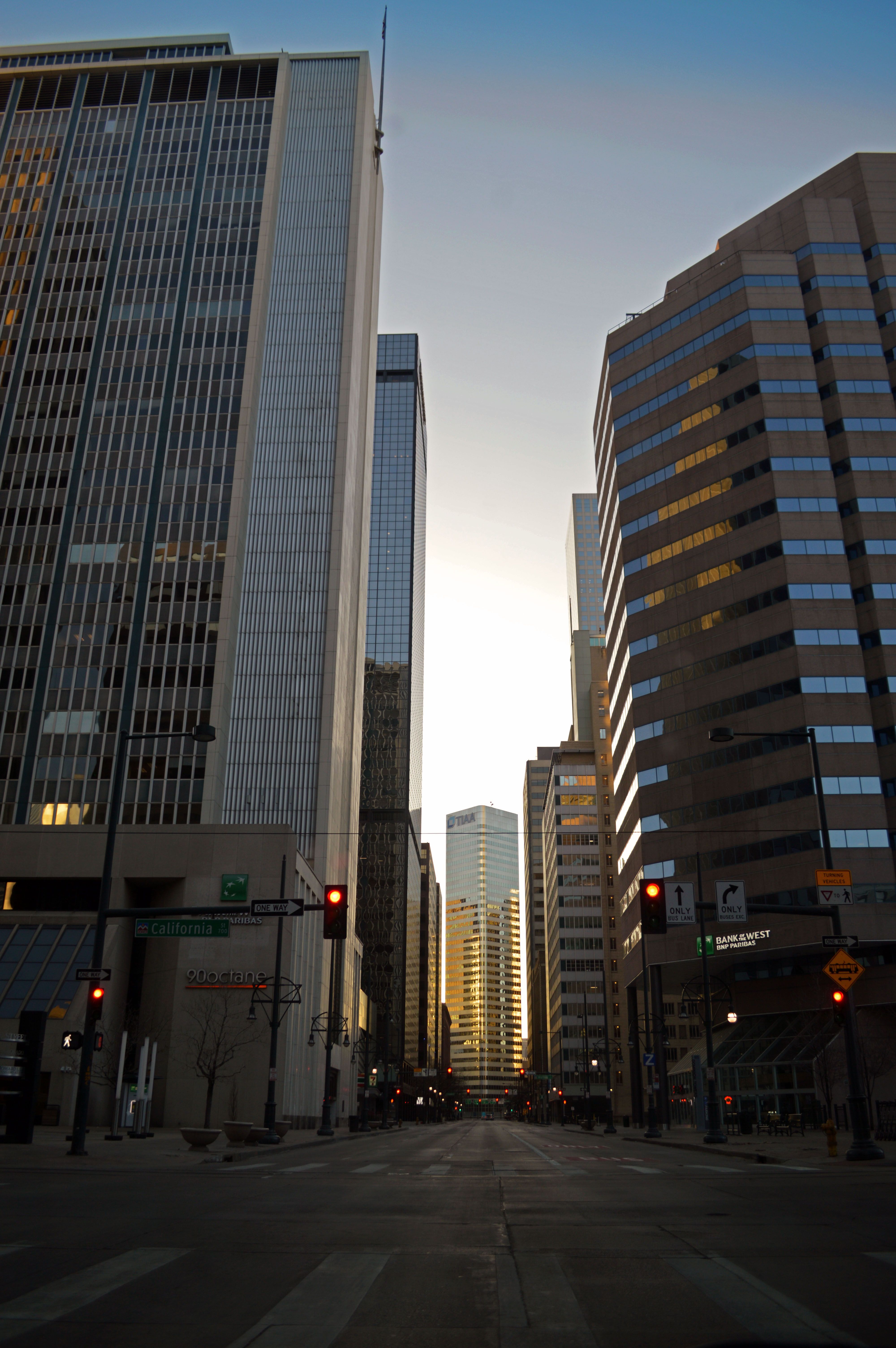 Downtown Denver, Colorado skyline at dawn — the indoor backup plan when mountain weather turns